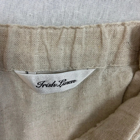 Talbots cream colored pull on Irish  linen cropped wide leg pants Sz M - Picture 6 of 13